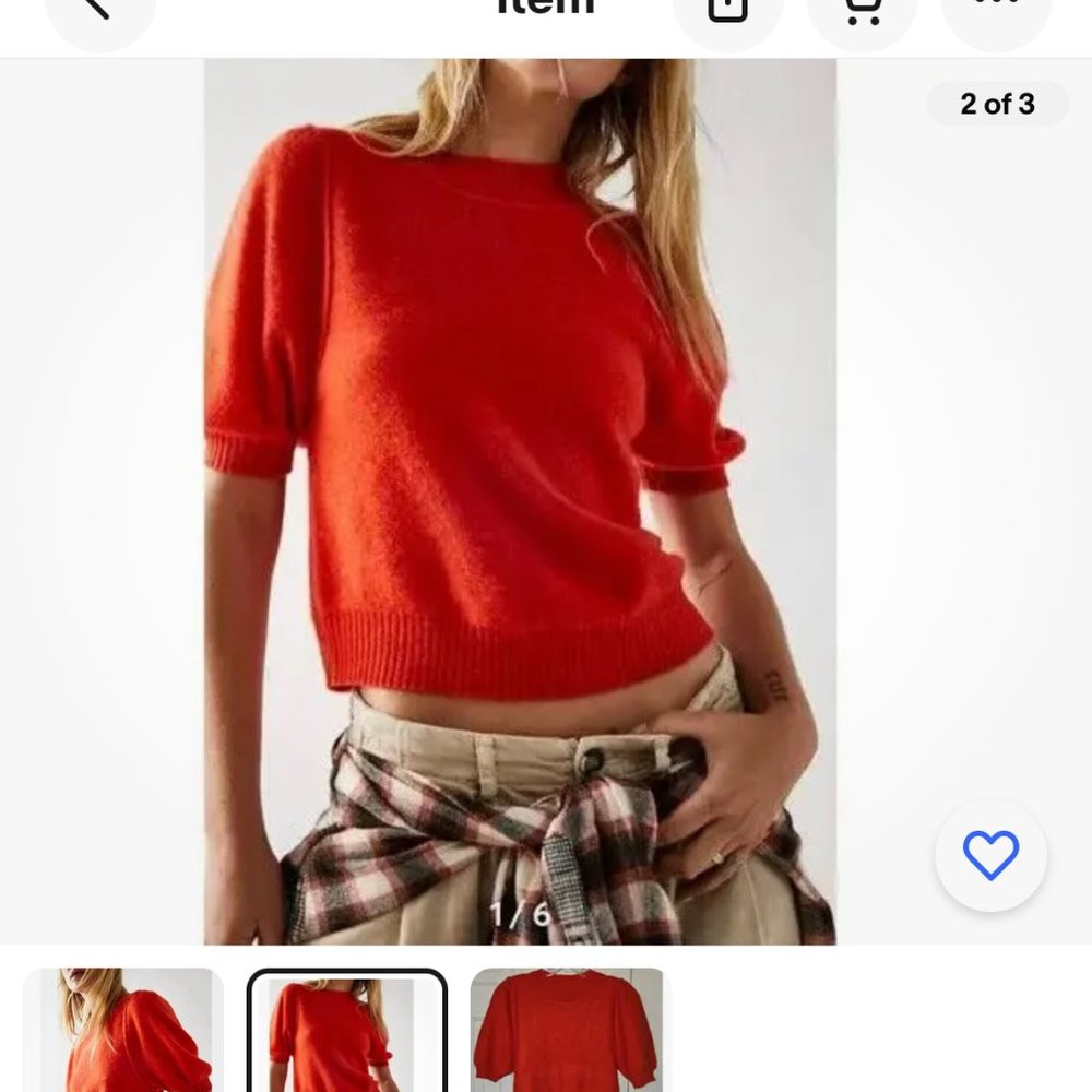 new FREE PEOPLE STAYCATION %100 CASHMERE puff sleeve sweater xs
